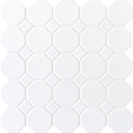 White Octagon/ White Matte DotDaltile Octagon Dot