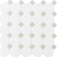 White Octagon/ Gray Gloss DotDaltile Octagon Dot