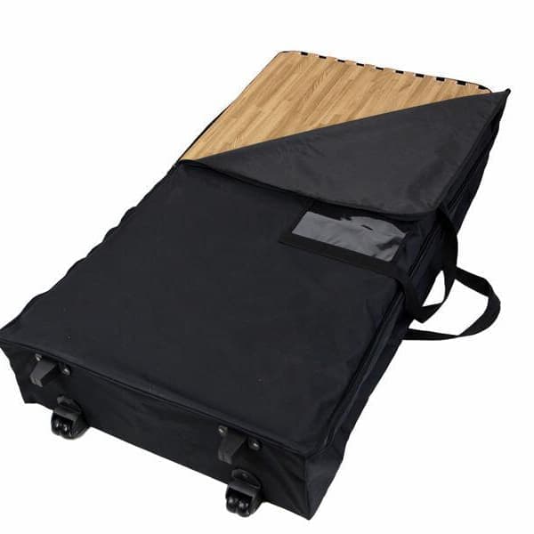 Wheeled soft case in black on white background.