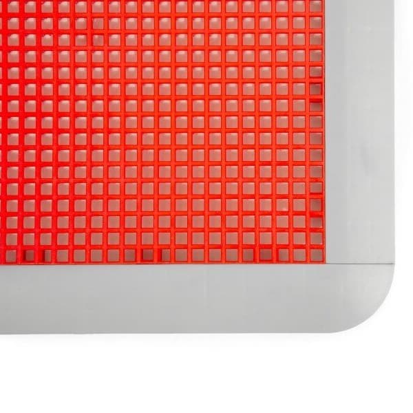 Outdoor Sport Male Corner Edges — red polypropylene grid flooring with gray edge trim