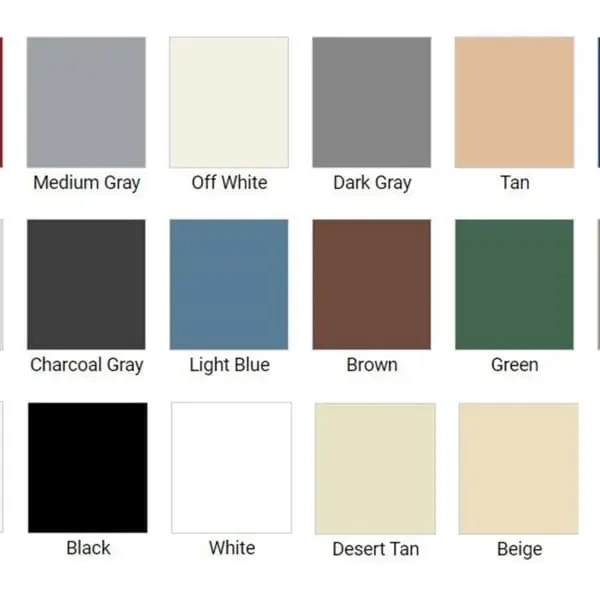 Floor coating color selection chart displaying 16 color options.