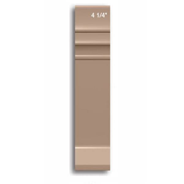 Merit 4-1/4" x 40' Wall Base — almond thermoplastic rubber wall base molding, profile view with measurement label