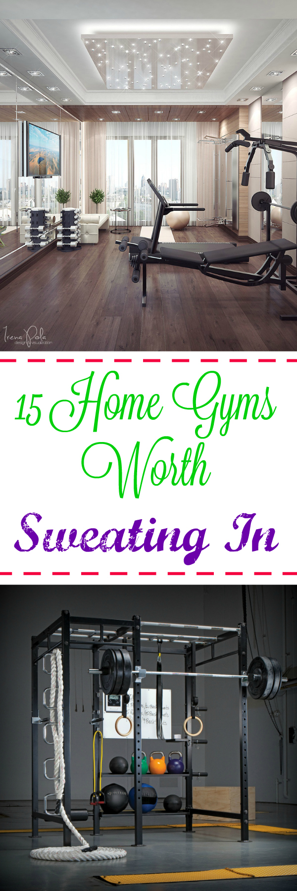 15 Home Gyms Worth Sweating In: Need some help with motivation? A gorgeous, stylish home gym will make you want to spend hours sweating in there every week.