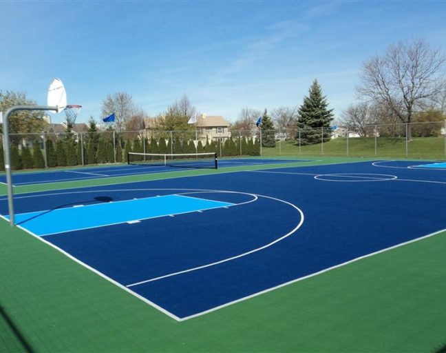 Court Flooring FAQ: mateflex court tiles in an outdoor basketball court