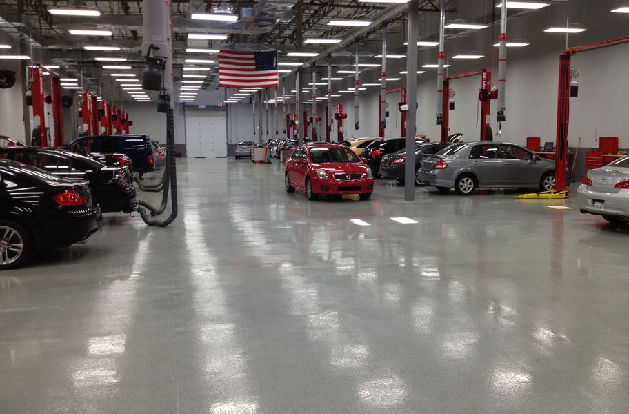 Epoxy and primer in a commercial garage setting