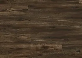 Close-up of dark brown wood-look vinyl plank flooring with a rich wood grain, a durable and water-resistant alternative to traditional hardwood.