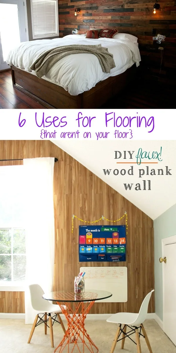 Use wood, vinyl, tile and more to create accent walls, shelves and other unique designs in your house. Flooring: not just for your floor.