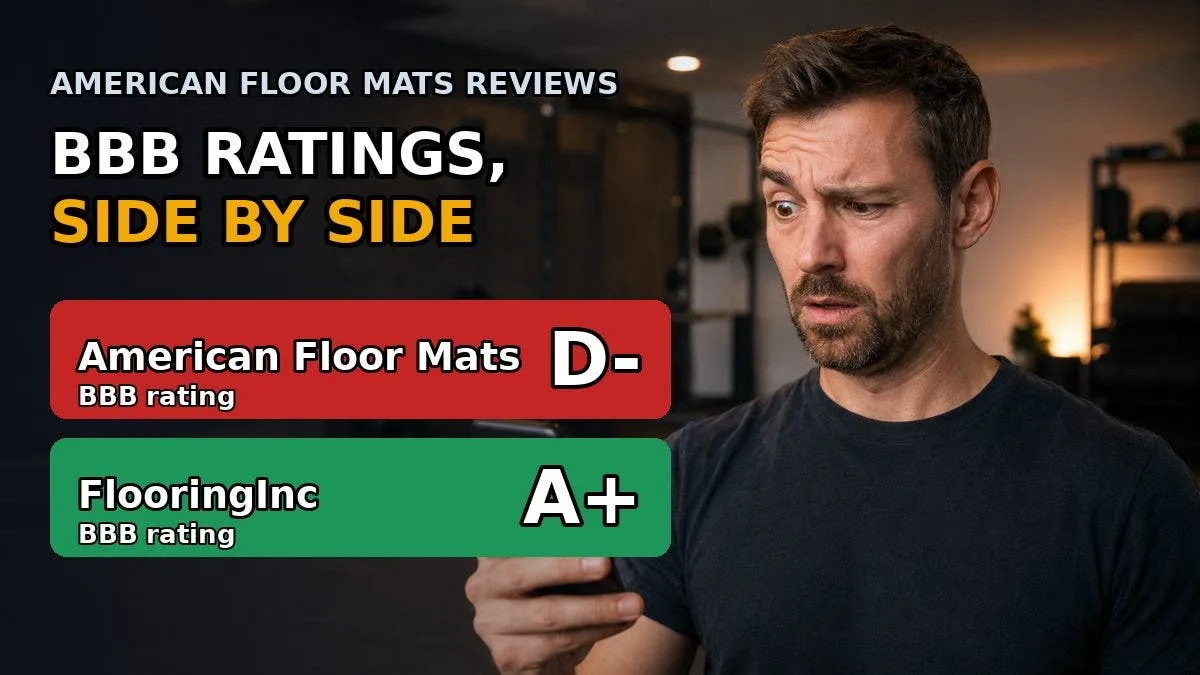 American Floor Mats BBB rating D- versus FlooringInc BBB rating A+, side by side