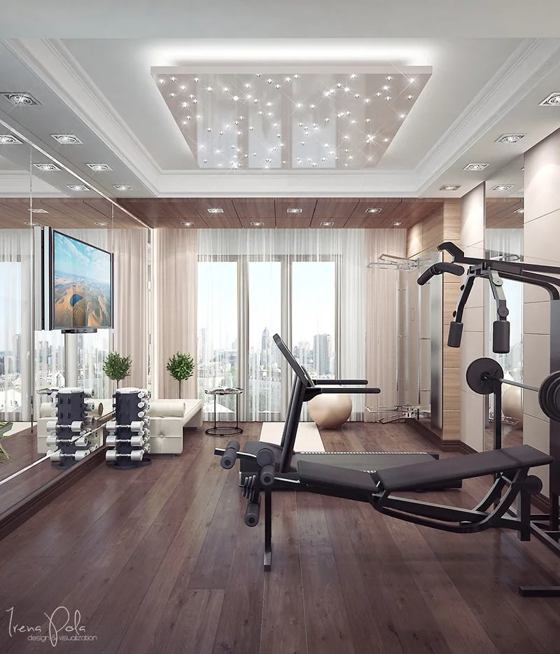 15 Home Gyms Worth Sweating In: Need some help with motivation? A gorgeous, stylish home gym will make you want to spend hours sweating in there every week.