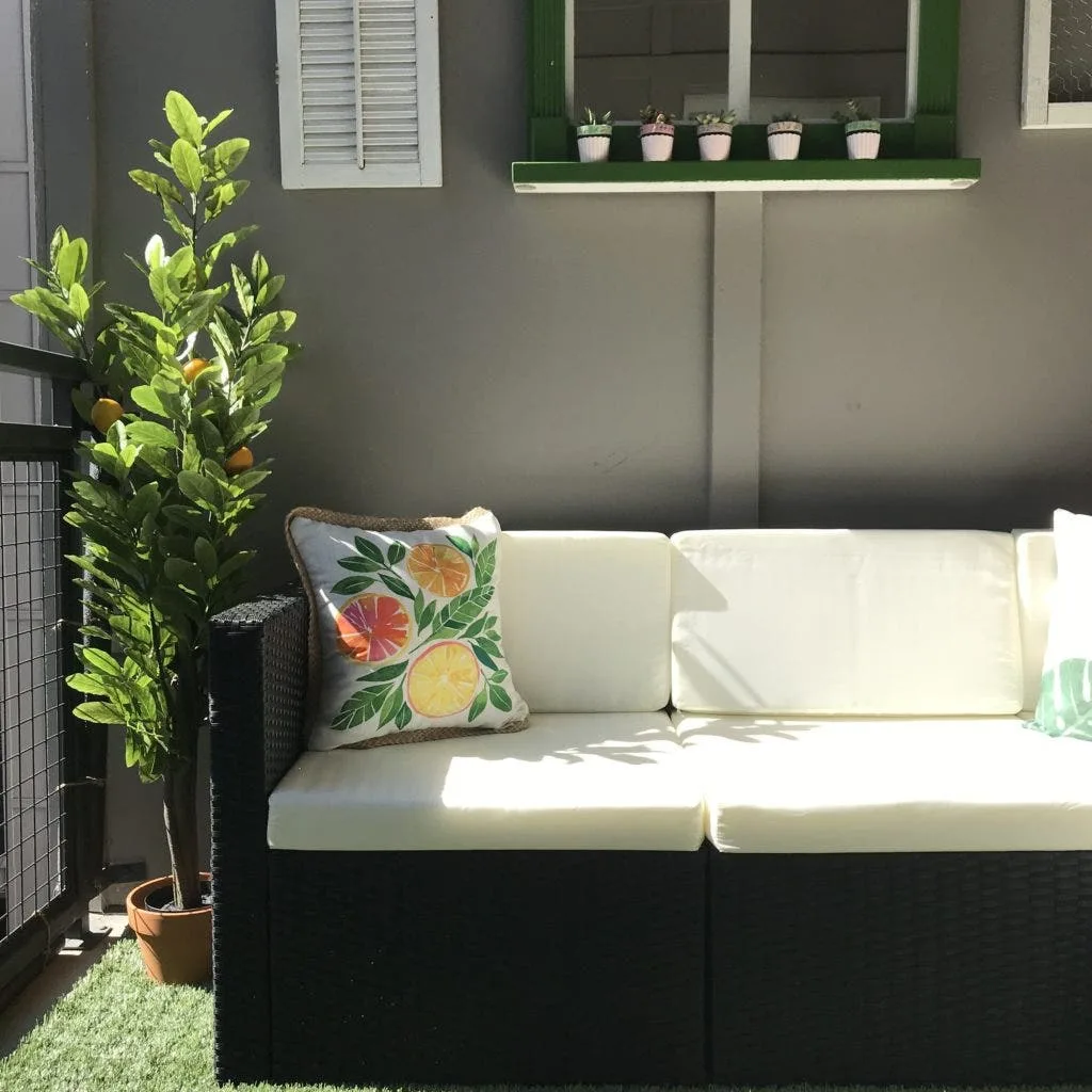 couch on artificial grass