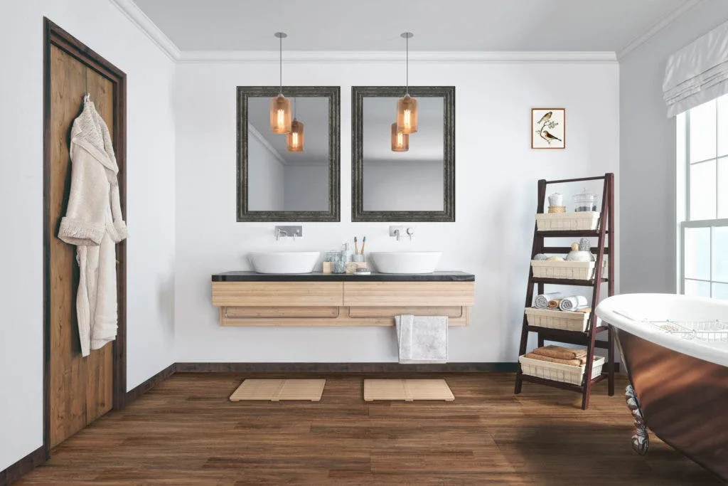 Bathroom with wood-look flooring