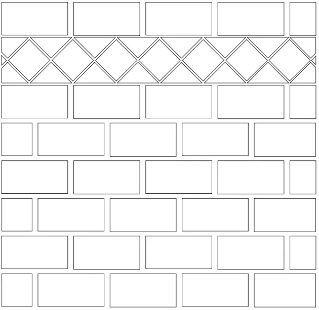 Backsplash tile layout: brickwork with a diamond border