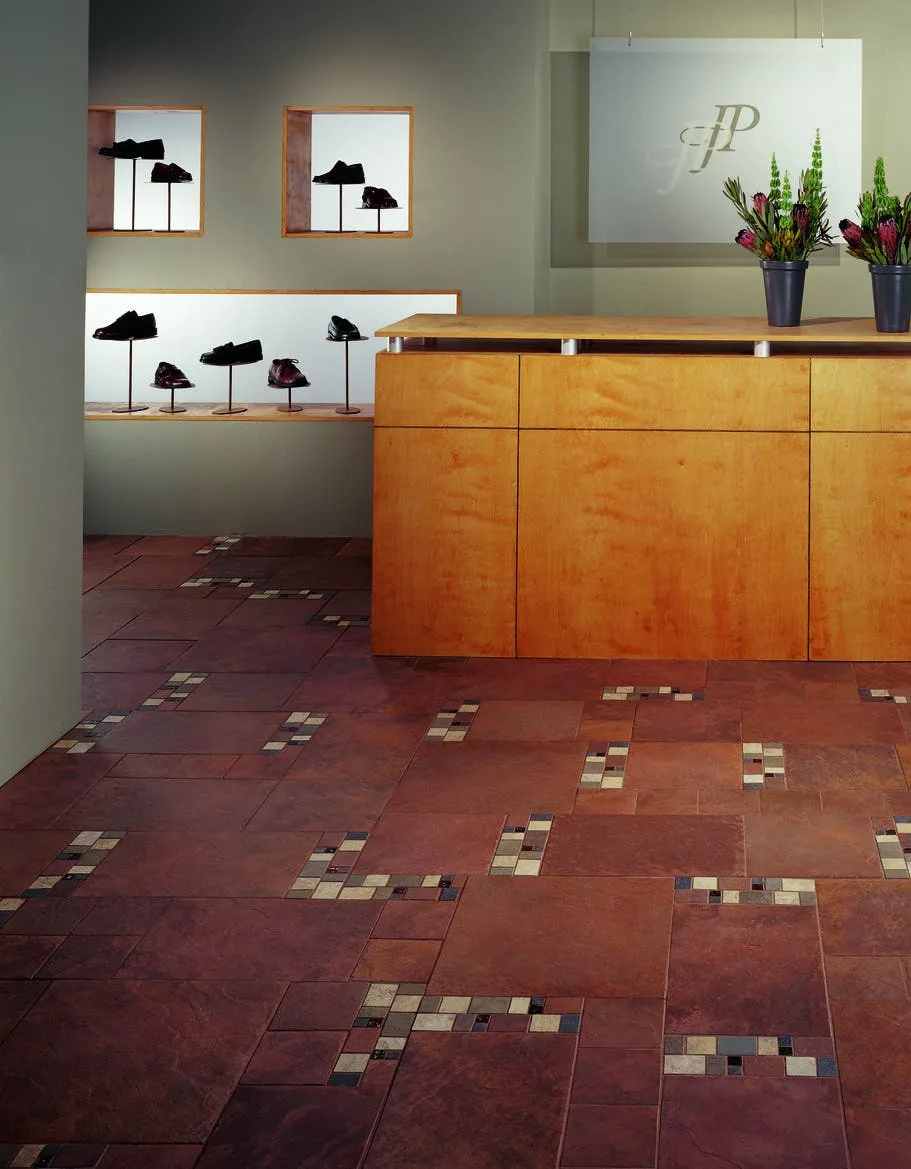 Daltile continental slate in a modified hopscotch patter