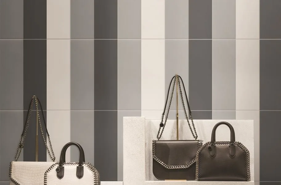 Tile pattern trends: Single tile vertical stacked pattern in a commercial setting