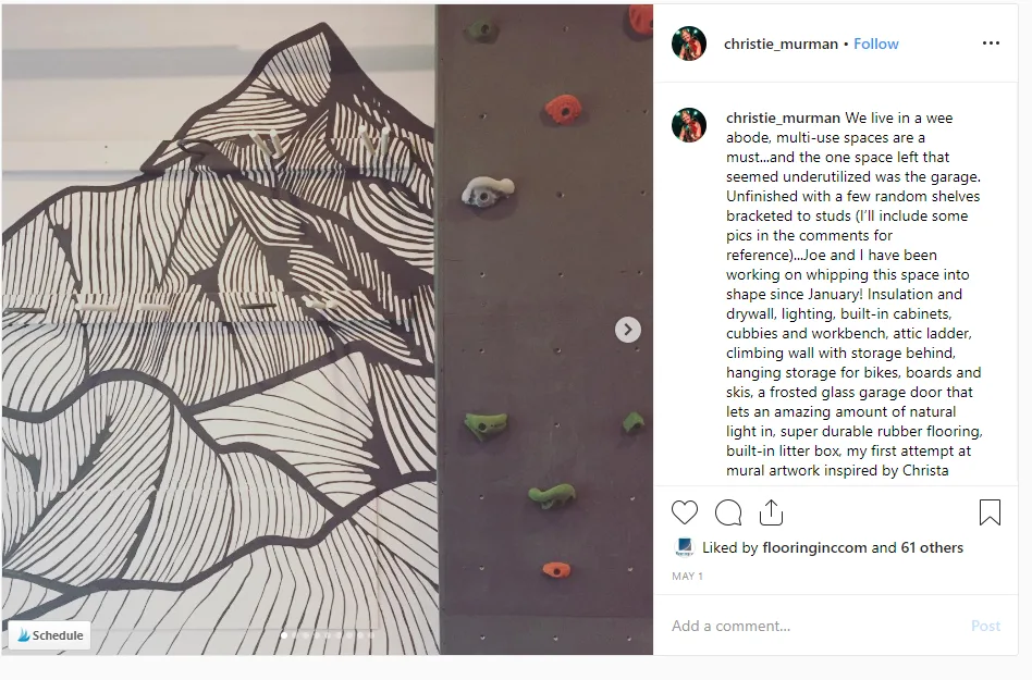 Instagram post of a bouldering wall