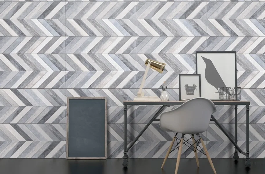 gray chevron wall tile pattern