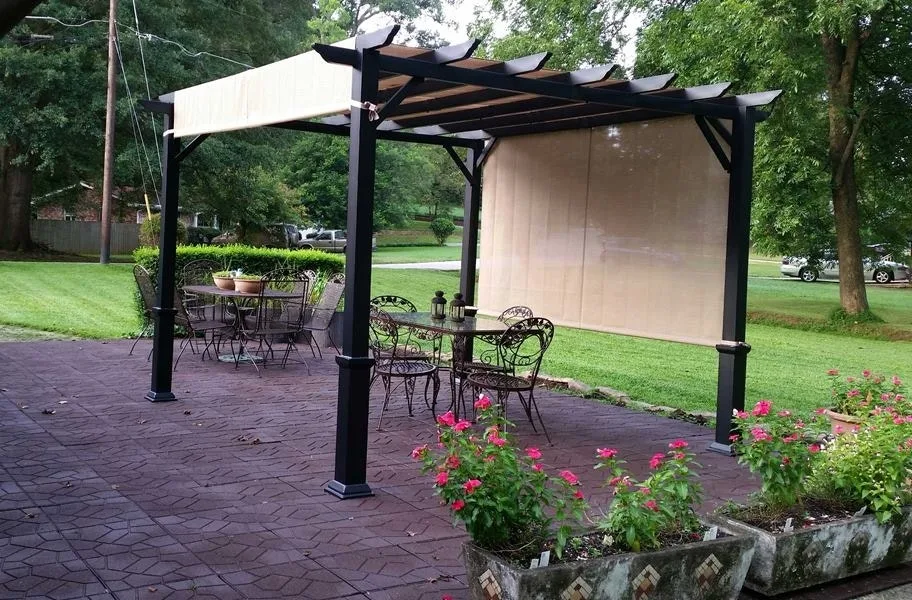 rubber pavers in an outdoor patio. Great for also around the pool deck.