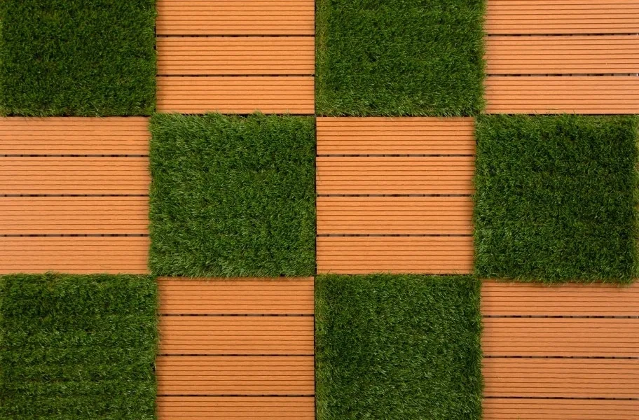 Large Patio Inspiration: Helios Artificial Grass Deck Tiles