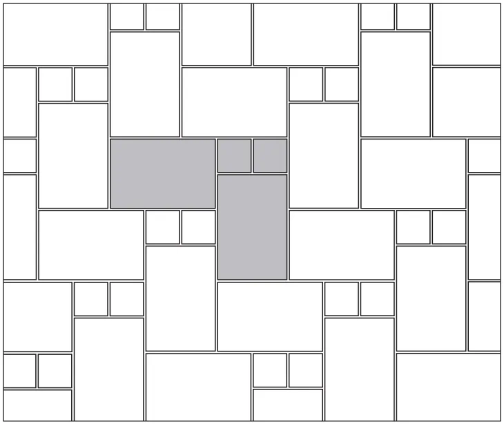 Tile pattern of inserted herringbone