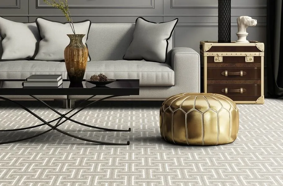 geometric carpet in the living room