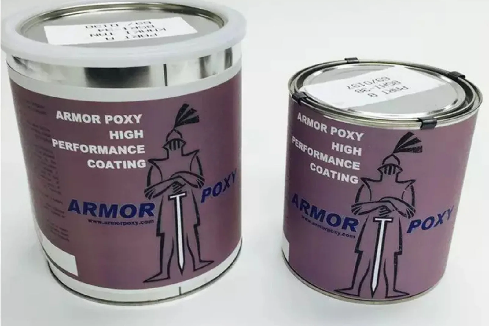 Two cans of Armor Poxy high performance urethane coating