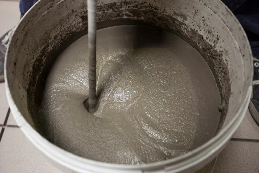 Mixing tile thinset in a large bucket
