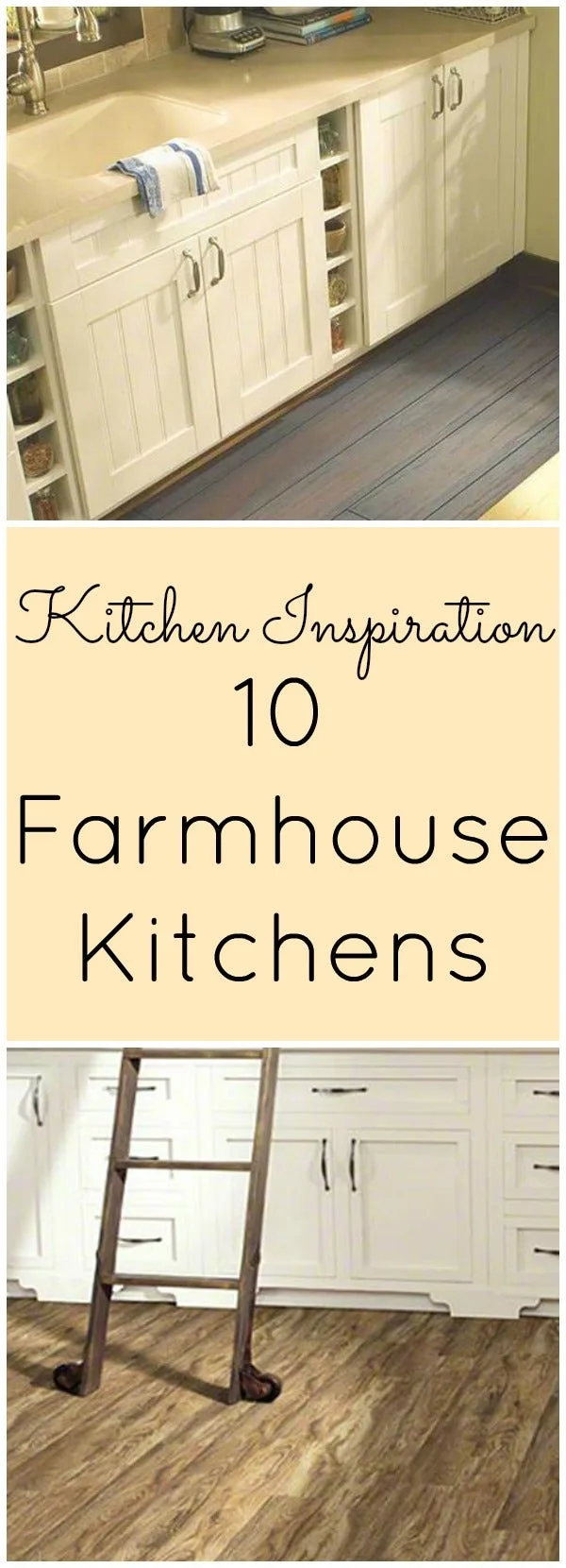 Kitchen Inspiration: 10 Farmhouse Kitchens - white cabinets with wood-look plank floors