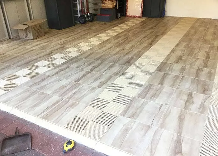 Rustic garage-swisstrax garage tiles