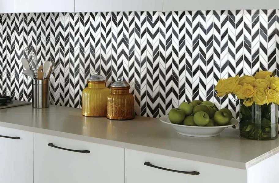 Backsplash Buying Guide: chevron pattern mosaic tile