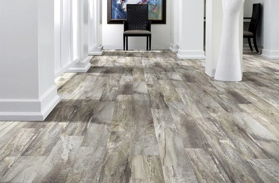 stone-look vinyl plank flooring in entryway