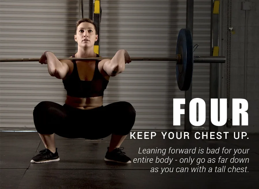 Four: keep your chest up - woman in a front squat