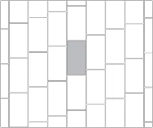 Vertical stepped brick tile pattern