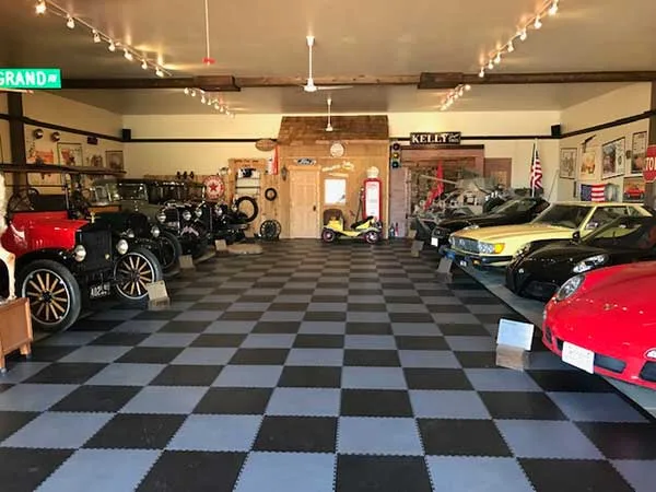 Street Muscle Themed Garage- Textured Flex Garage Tiles
