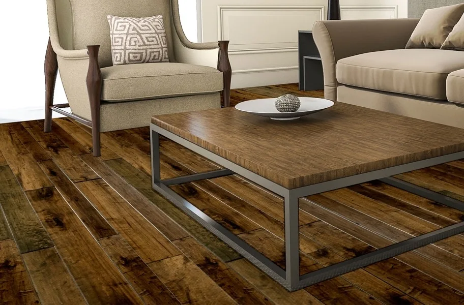 Handscraped wood-look flooring
