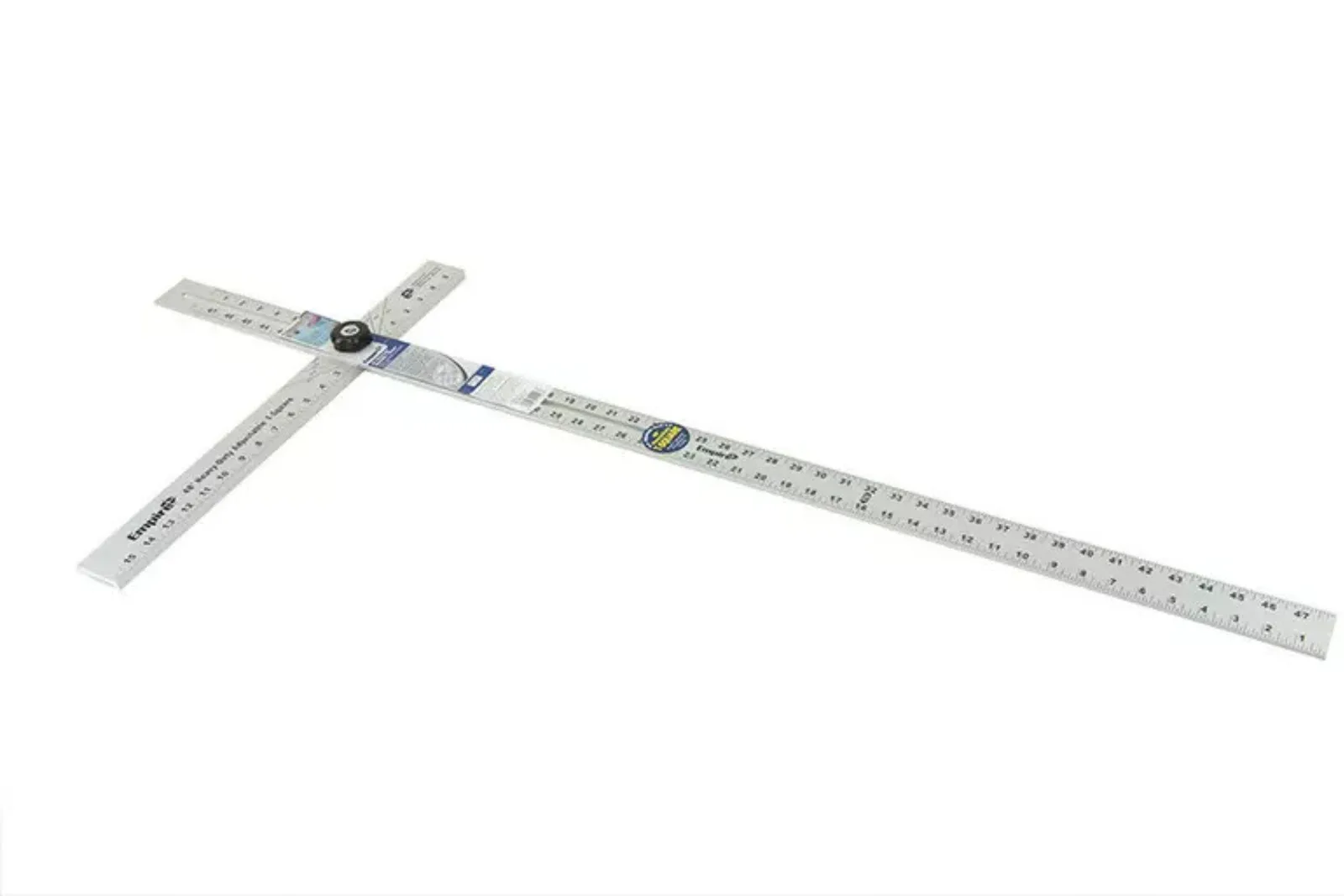 An Empire aluminum T-square, a durable and precise tool for measuring and making straight cuts during flooring and DIY installation projects.