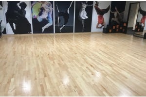 Wood flooring in a dance studio