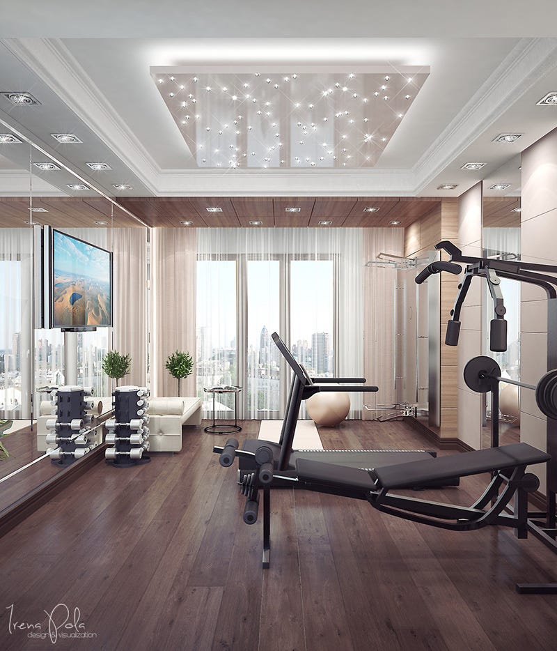 15 Home Gyms Worth Sweating In: Need some help with motivation? A gorgeous, stylish home gym will make you want to spend hours sweating in there every week.