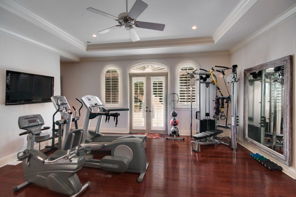 15 Home Gyms Worth Sweating In: Need some help with motivation? A gorgeous, stylish home gym will make you want to spend hours sweating in there every week.