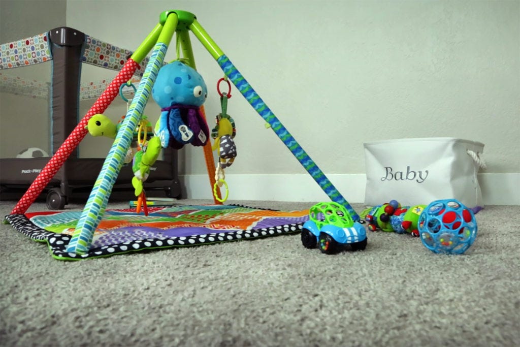 Baby room carpet and toys