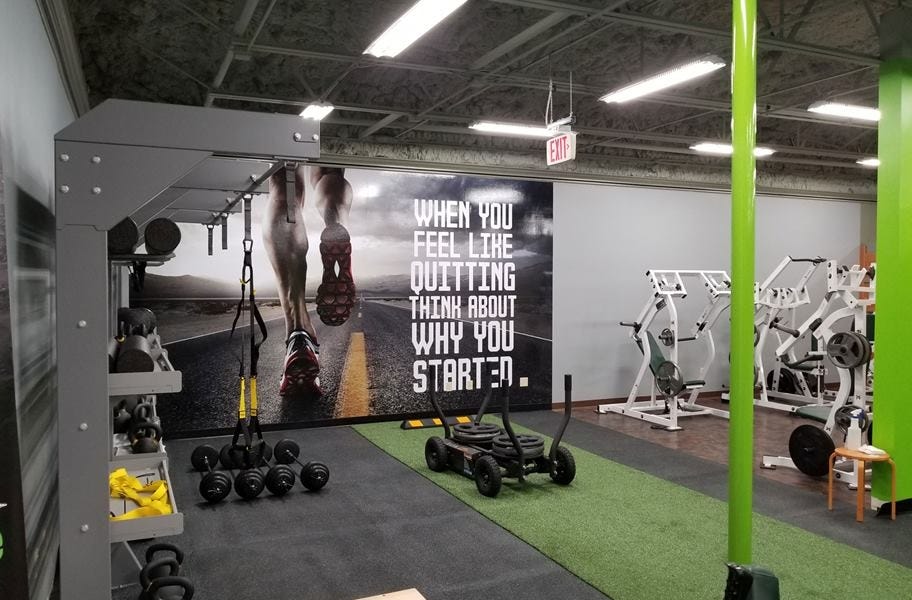 Gym turf in a commercial gym.