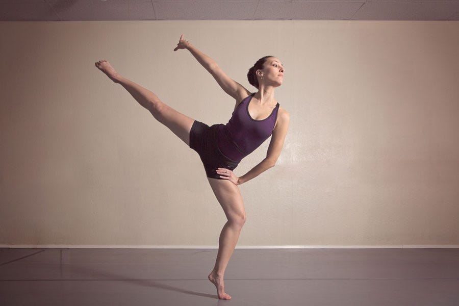 A dancer on dance studio flooring