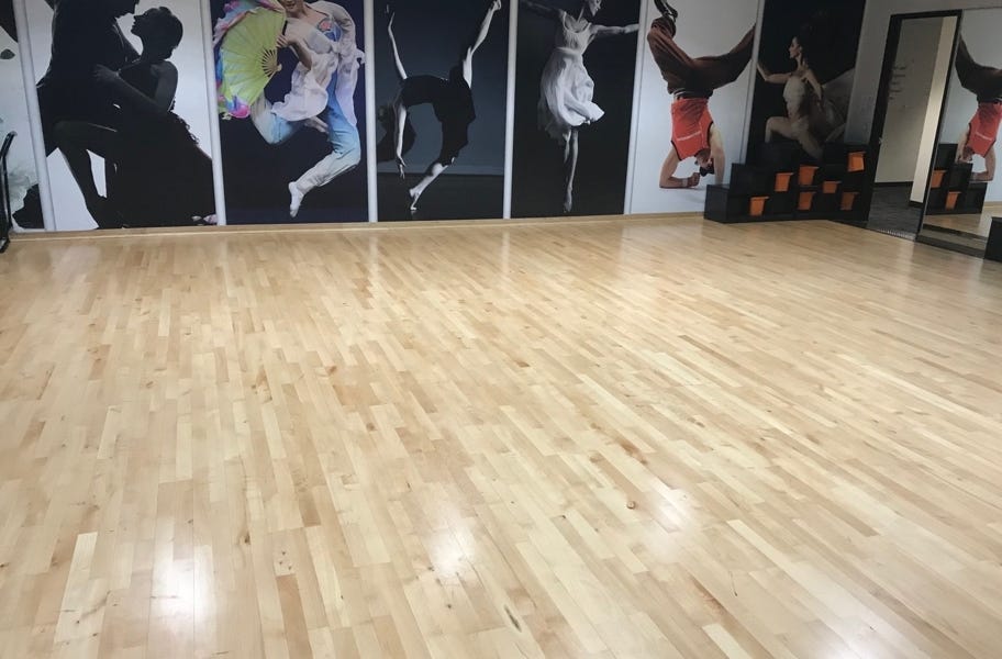 Wood flooring in a dance studio