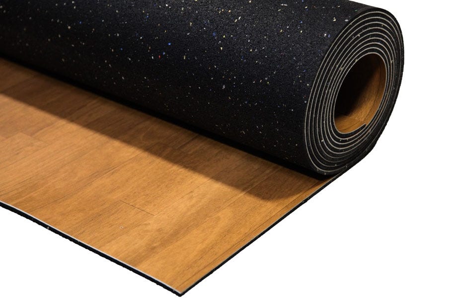 Wood grain marley dance floor rolls with a rubber backing