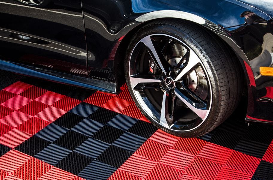 black and red garage nitro tiles vented
