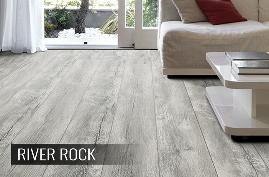 TimberCore Laminate flooring in gray color living room setup