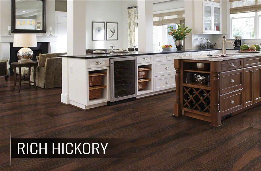 Shaw espresso laminate flooring in kitchen setup