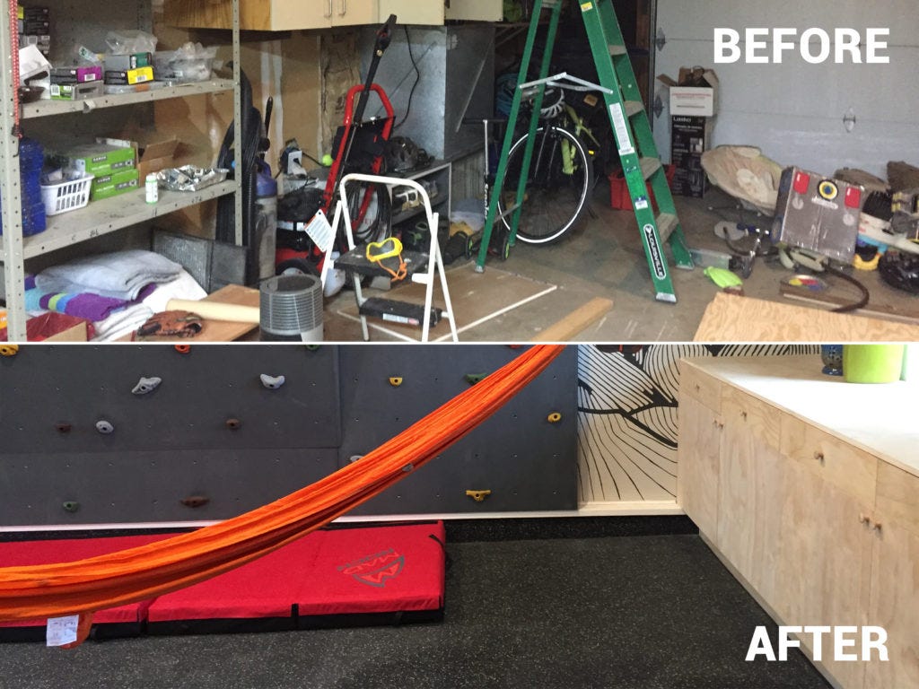 Before and after pictures of garage renovation