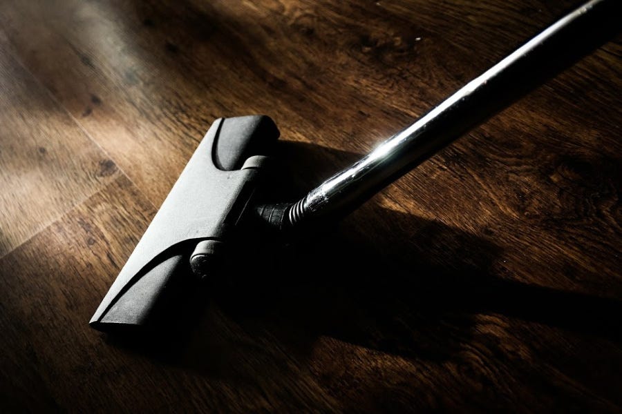dry mopping a laminate floor