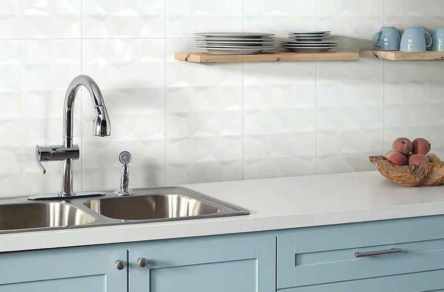 3-dimensional wall tile in a kitchen backsplash