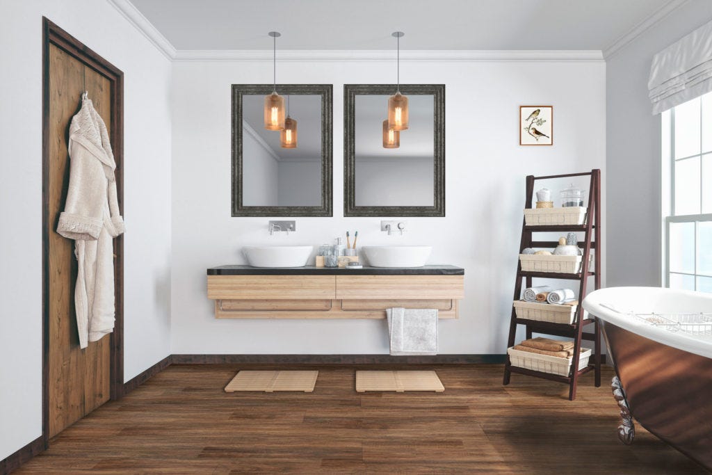 Bathroom with wood-look flooring